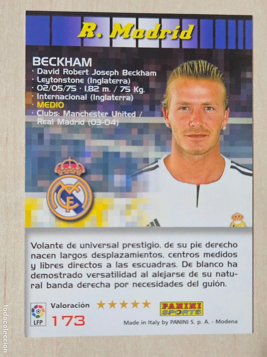 Cromos de F&uacute;tbol: CROMO N&ordm; 173 BECKHAM - MEGACRACKS 2004 05 - REAL MADRID