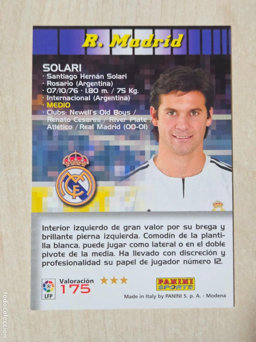 Cromos de F&uacute;tbol: CROMO N&ordm; 175 SOLARI - MEGACRACKS 2004 05 - REAL MADRID
