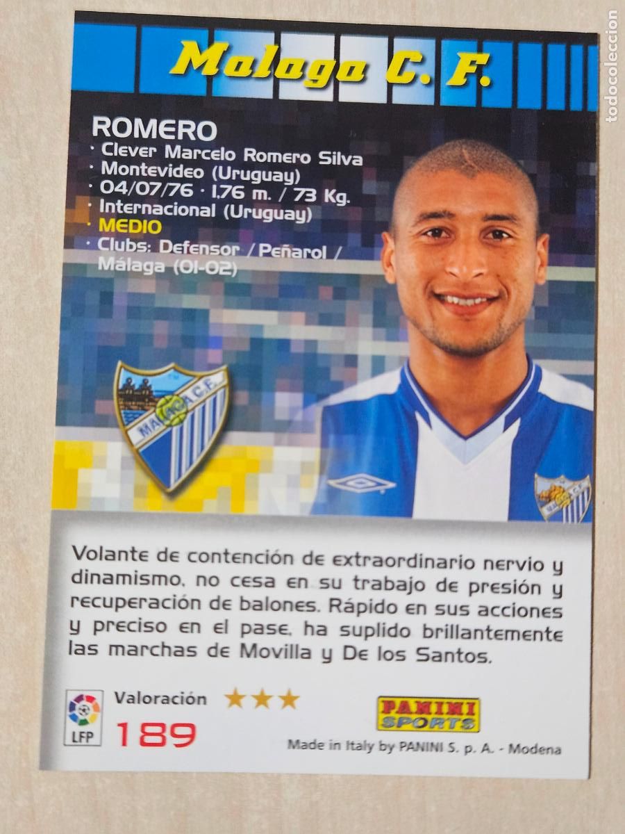 Cromos de F&uacute;tbol: CROMO N&ordm; 189 ROMERO - MEGACRACKS 2004 05 - MALAGA