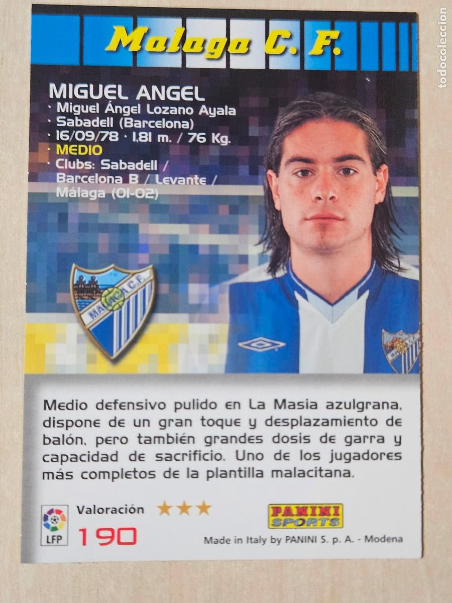 Cromos de F&uacute;tbol: CROMO N&ordm; 190 MIGUEL ANGEL - MEGACRACKS 2004 05 - MALAGA