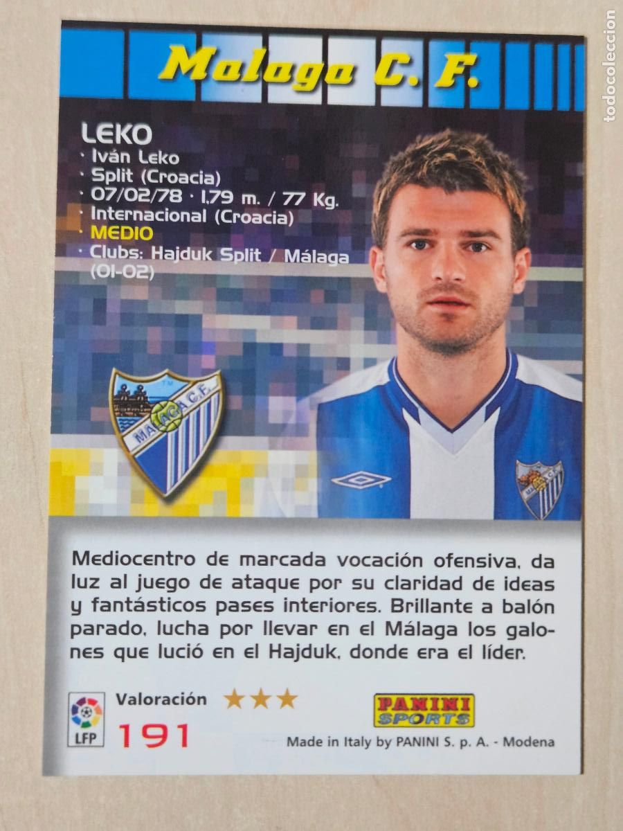Cromos de F&uacute;tbol: CROMO N&ordm; 191 LEKO - MEGACRACKS 2004 05 - MALAGA