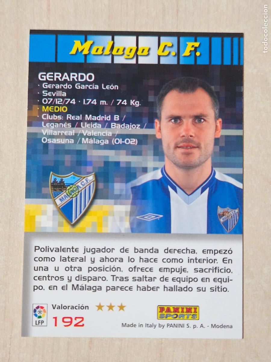 Cromos de F&uacute;tbol: CROMO N&ordm; 192 GERARDO - MEGACRACKS 2004 05 - MALAGA