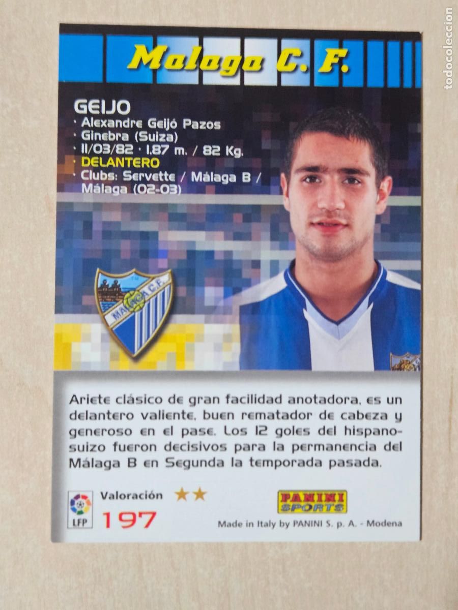 Cromos de F&uacute;tbol: CROMO N&ordm; 197 GEIJO - MEGACRACKS 2004 05 - MALAGA