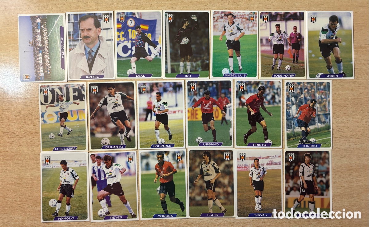 Cromos de F&uacute;tbol: 19 cromos M&eacute;rida CF Equipo completo Mundicromo 95 96 nuevo