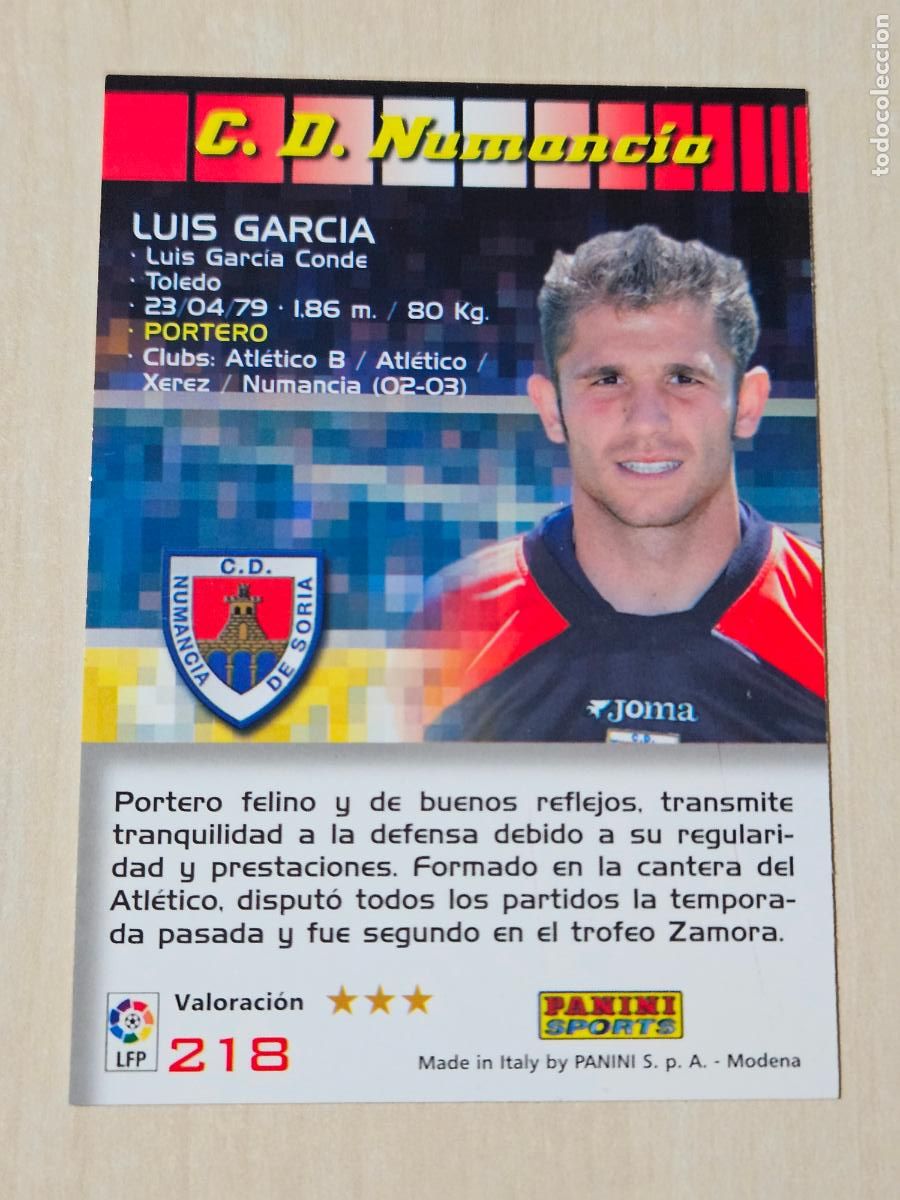 Cromos de F&uacute;tbol: CROMO N&ordm; 218 LUIS GARCIA - MEGACRACKS 2004 05 - NUMANCIA