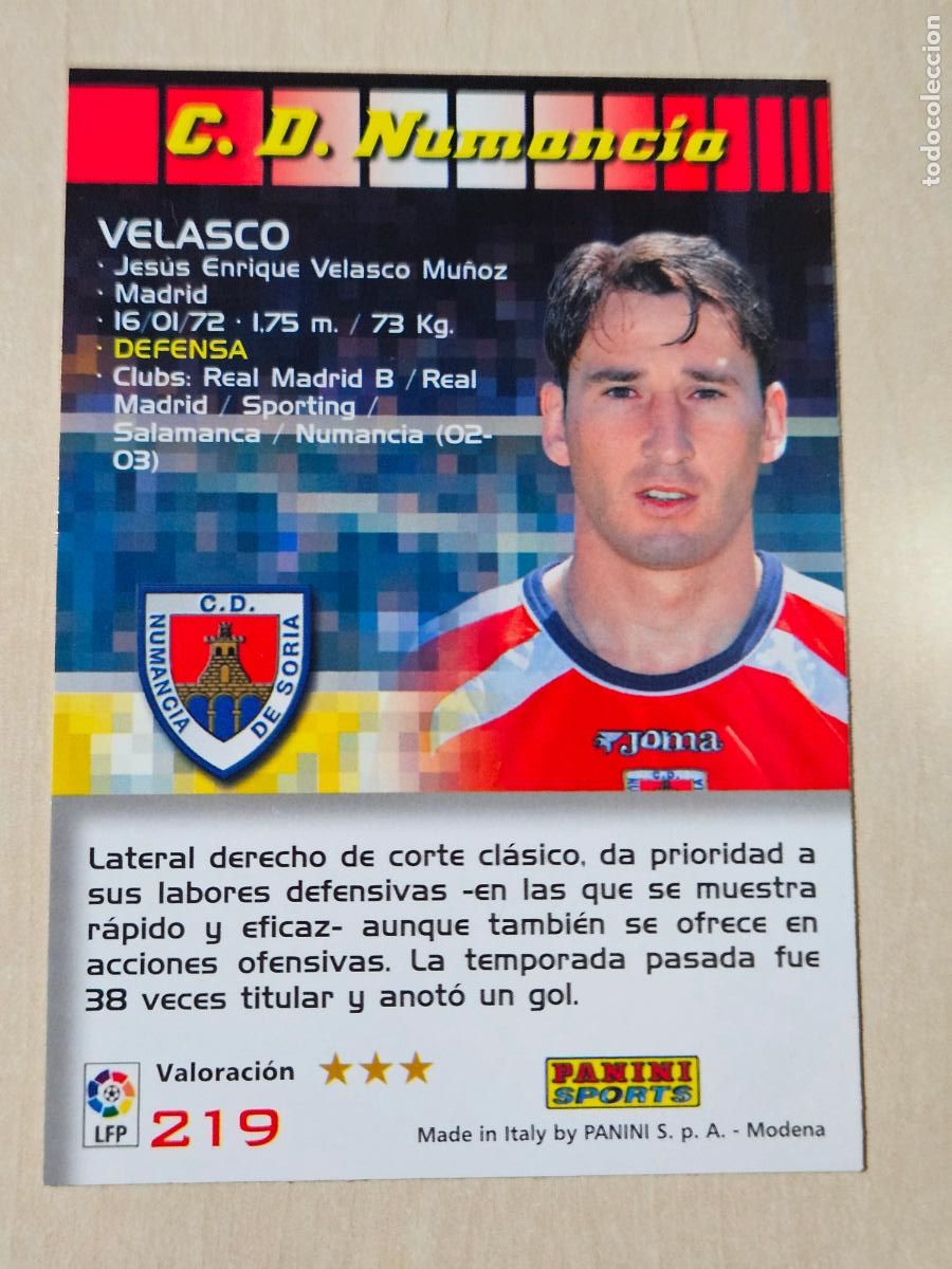 Cromos de F&uacute;tbol: CROMO N&ordm; 219 VELASCO - MEGACRACKS 2004 05 - NUMANCIA