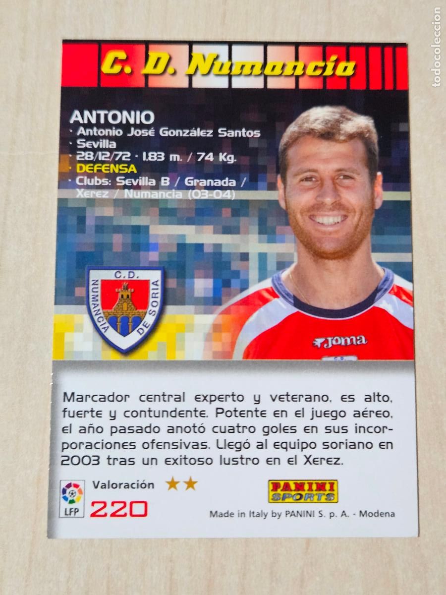 Cromos de F&uacute;tbol: CROMO N&ordm; 220 ANTONIO - MEGACRACKS 2004 05 - NUMANCIA