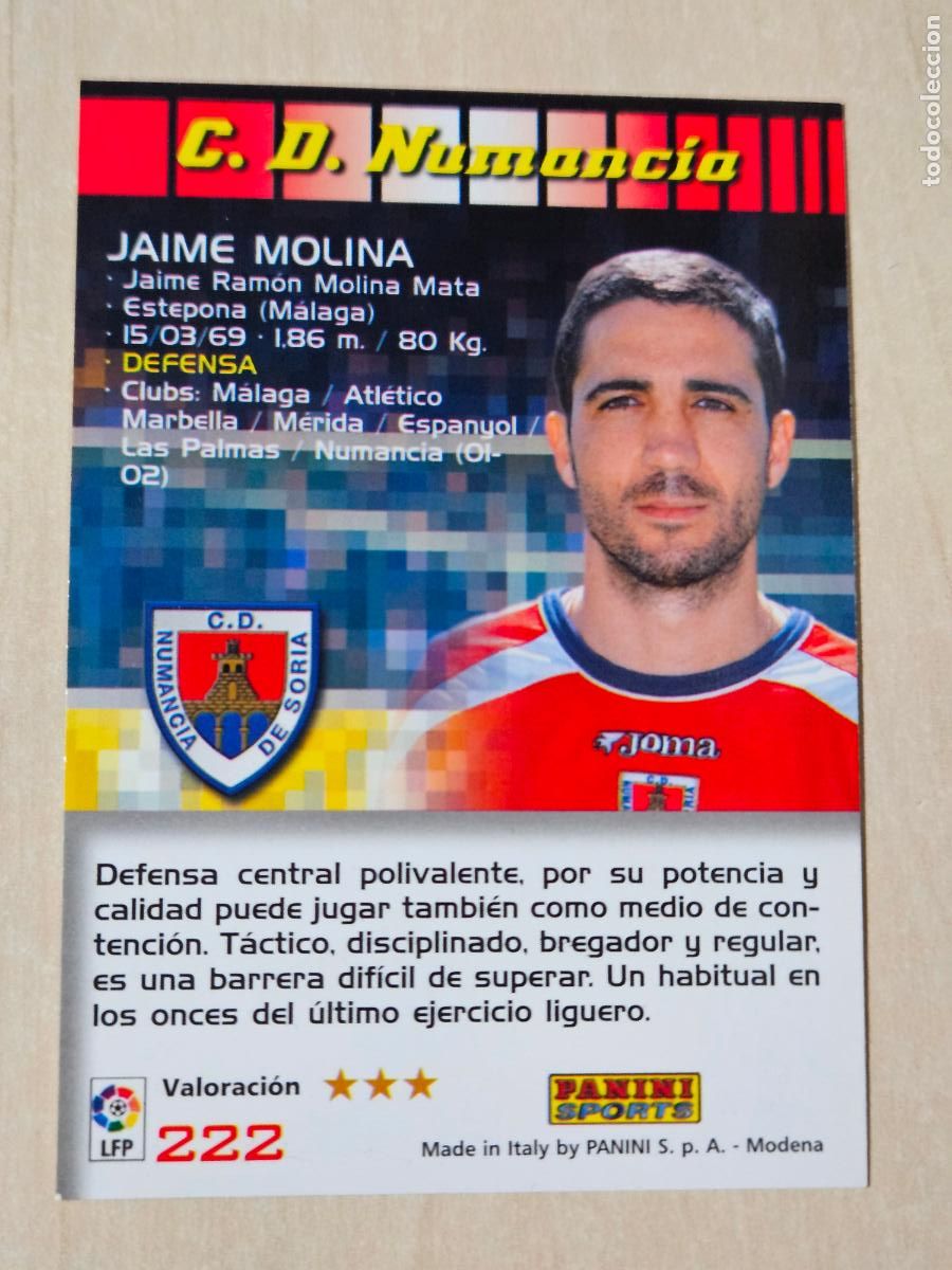 Cromos de F&uacute;tbol: CROMO N&ordm; 222 JAIME MOLINA - MEGACRACKS 2004 05 - NUMANCIA
