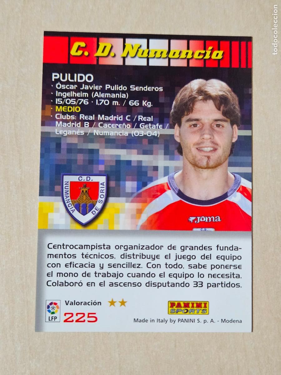 Cromos de F&uacute;tbol: CROMO N&ordm; 225 PULIDO - MEGACRACKS 2004 05 - NUMANCIA