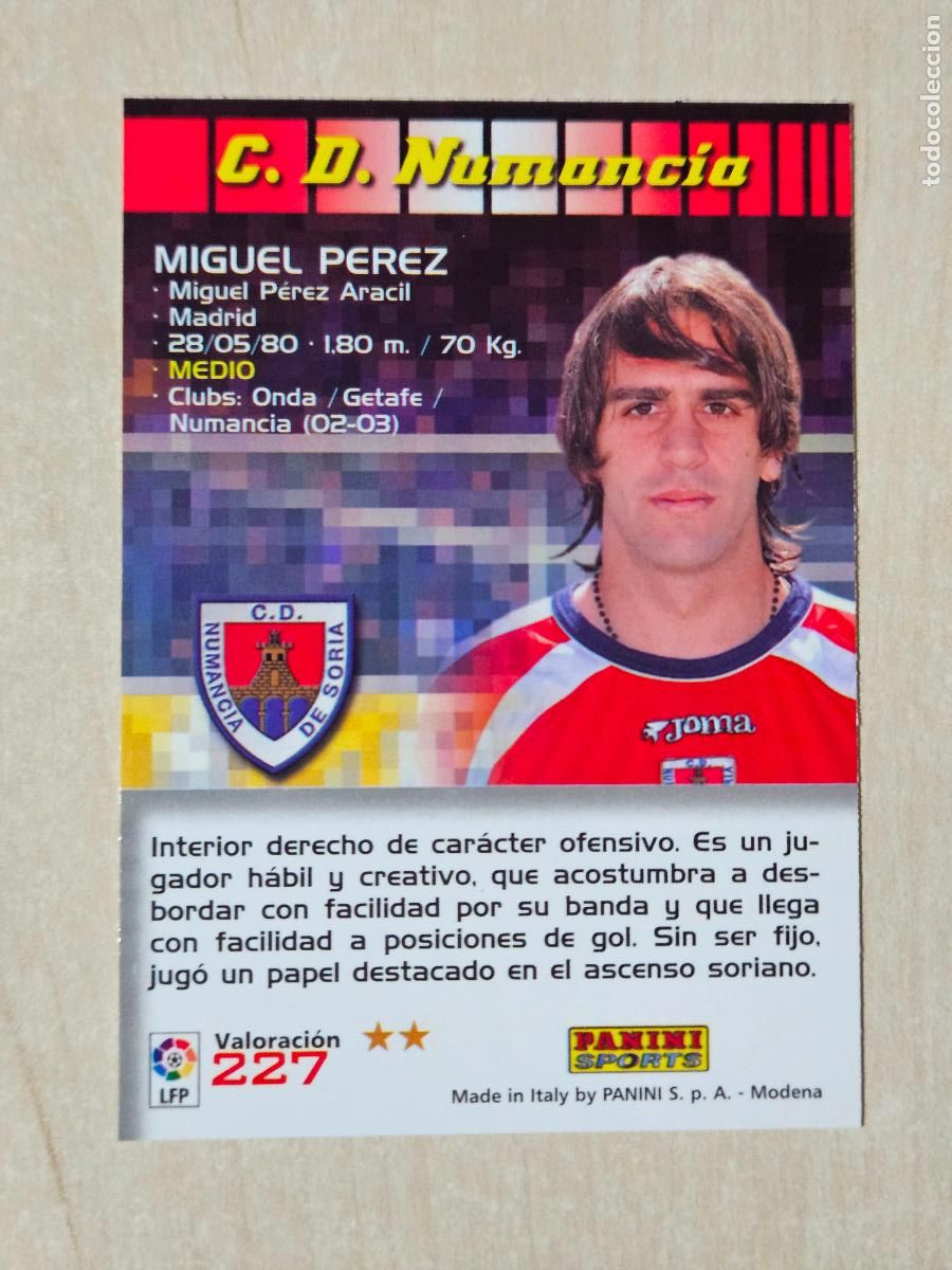 Cromos de F&uacute;tbol: CROMO N&ordm; 227 MIGUEL PEREZ - MEGACRACKS 2004 05 - NUMANCIA