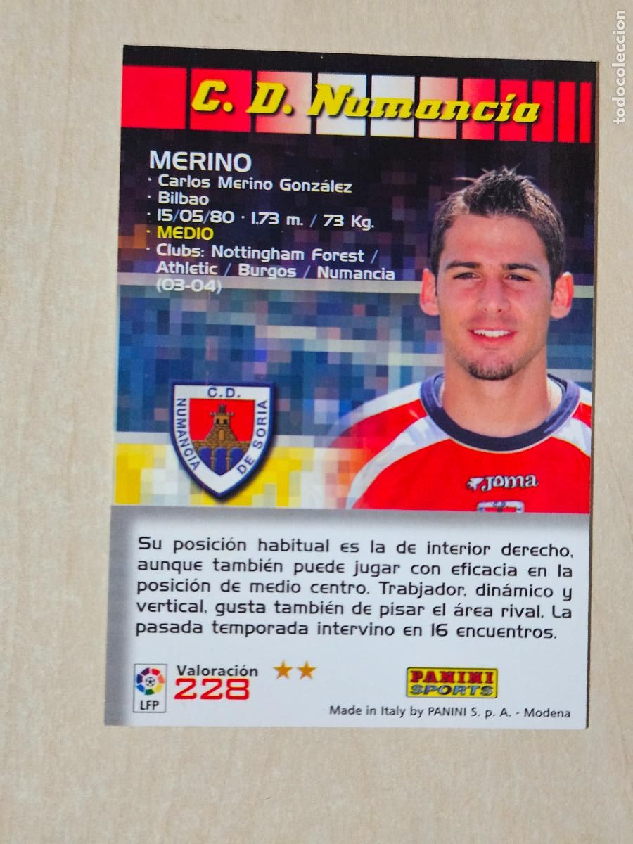 Cromos de F&uacute;tbol: CROMO N&ordm; 228 MERINO - MEGACRACKS 2004 05 - NUMANCIA