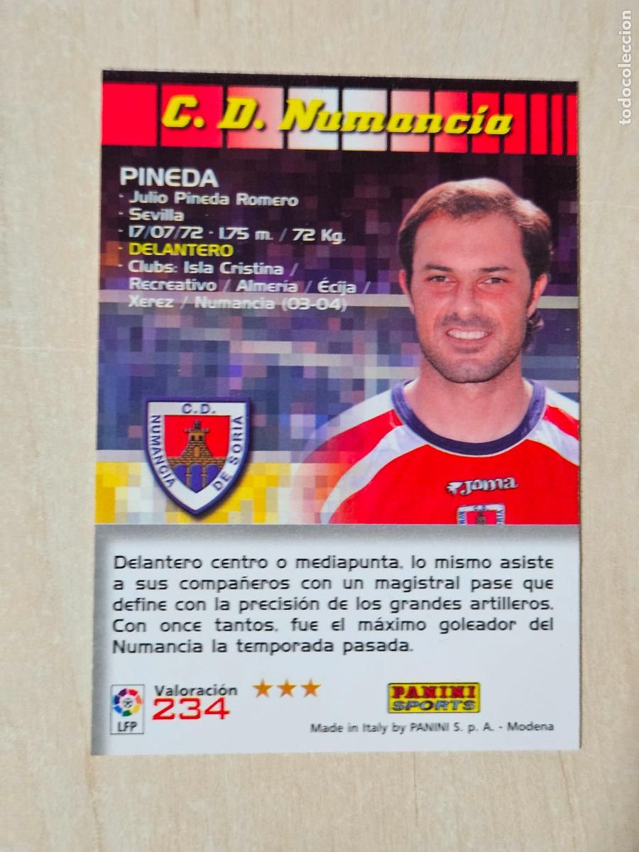 Cromos de Futebol: CROMO N&ordm; 234 PINEDA - MEGACRACKS 2004 05 - NUMANCIA