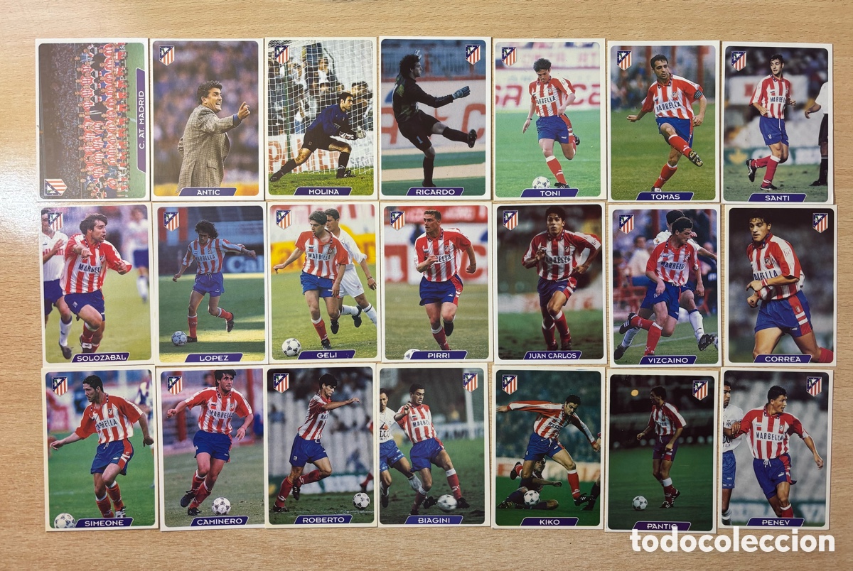 Cromos de F&uacute;tbol: 21 cromos Atl&eacute;tico de Madrid Equipo completo Mundicromo 95 96 nuevos