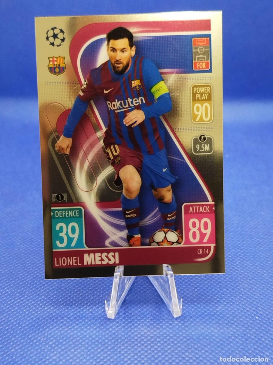 Cromos de F&uacute;tbol: #CR14 LIONEL MESSI FC BARCELONA 21 22 TOPPS CHROME MATCH ATTAX UCL 2021 2022