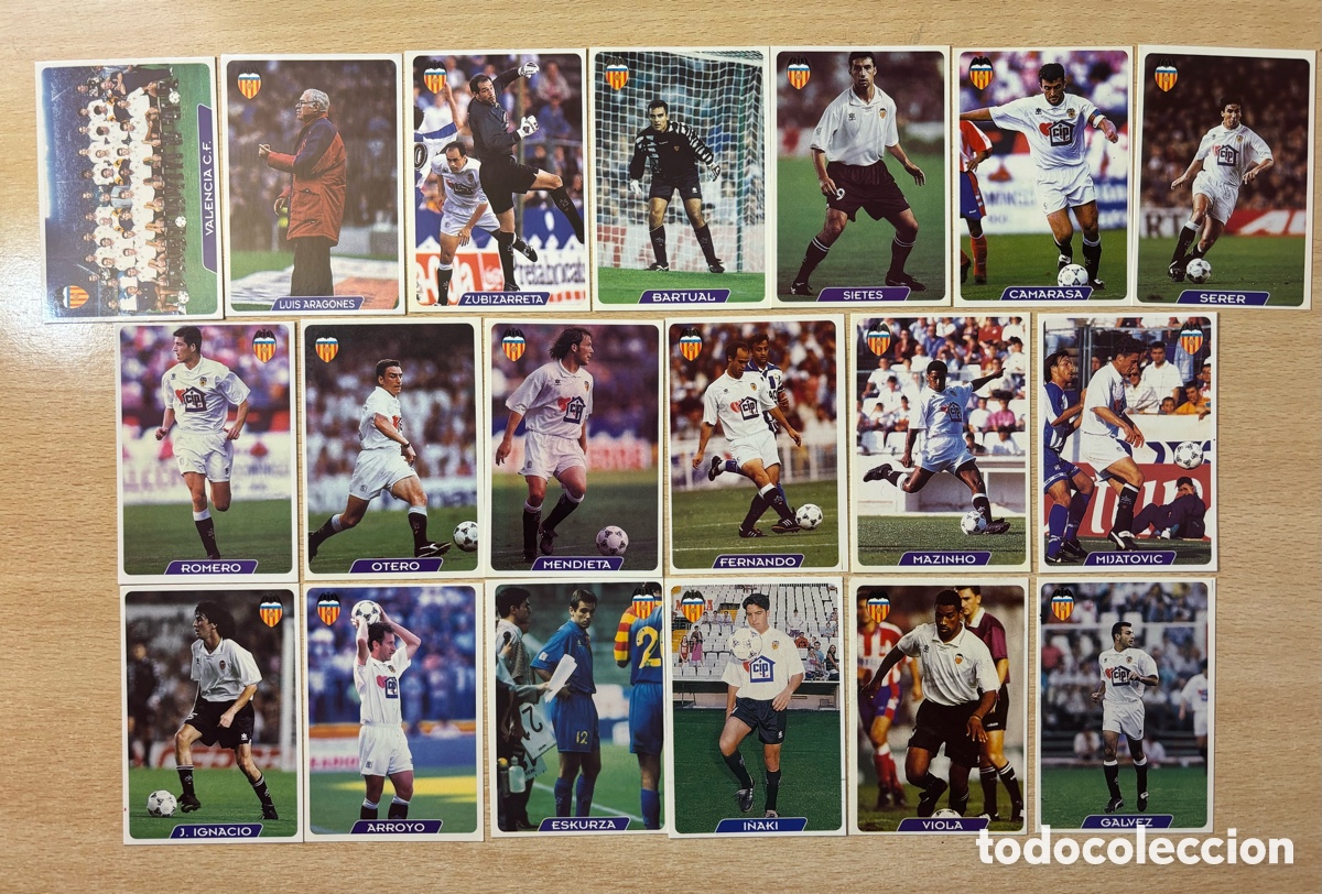 Cromos de F&uacute;tbol: 19 cromos Valencia CF Equipo completo Mundicromo 95 96 nuevos