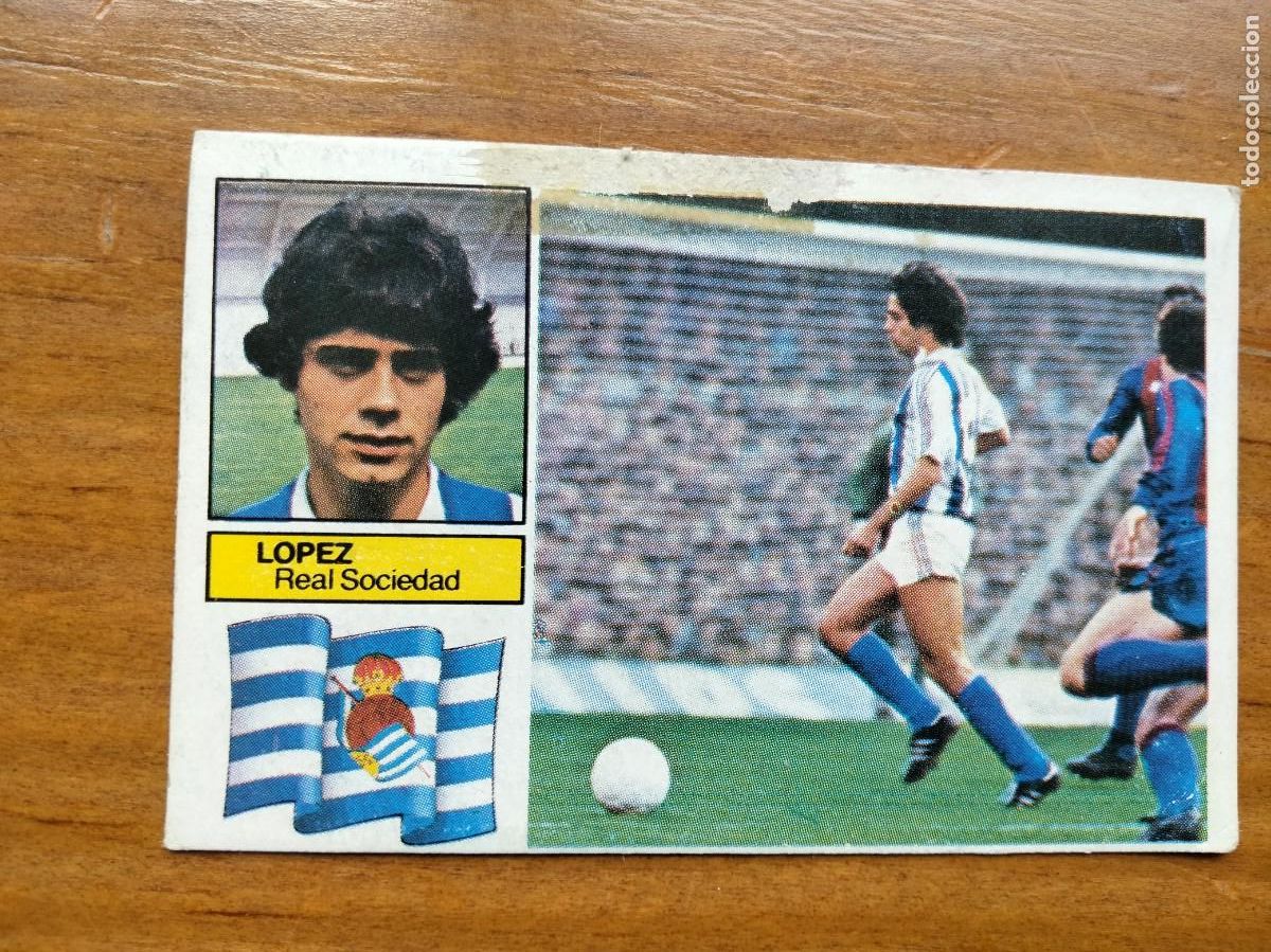 Figurine di Calcio: L&oacute;pez Ufarte error cromo solo L&oacute;pez Real Sociedad &aacute;lbum liga Este 82 83