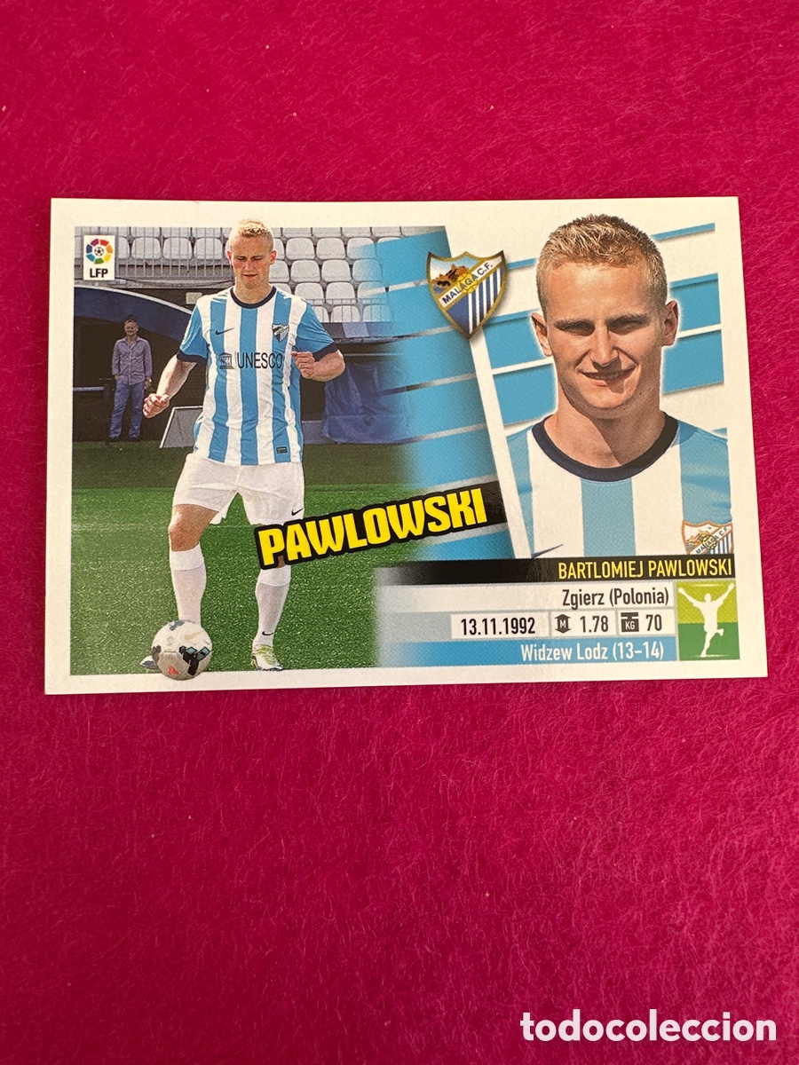 Fu&szlig;ball-Sticker: PAWLOWSKI (M&Aacute;LAGA)14B COLOCA LIGA ESTE 2013-2014 13 14 NUNCA PEGADO SIN PEGAR
