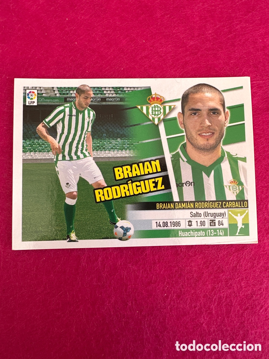 Cartes &agrave; collectionner de Football: BRAIAN RODR&Iacute;GUEZ (R.BETIS)13B COLOCA LIGA ESTE 2013-2014 13 14 NUNCA PEGADO SIN PEGAR