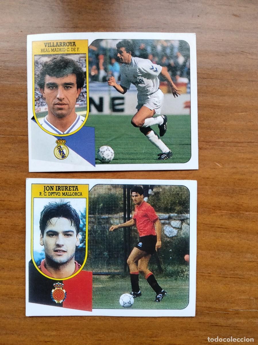 Cromos de F&uacute;tbol: Villarroya Real Madrid cromo cart&oacute;n + regalo copia Jon Irureta coloca Mallorca &aacute;lbum liga Este 91 92