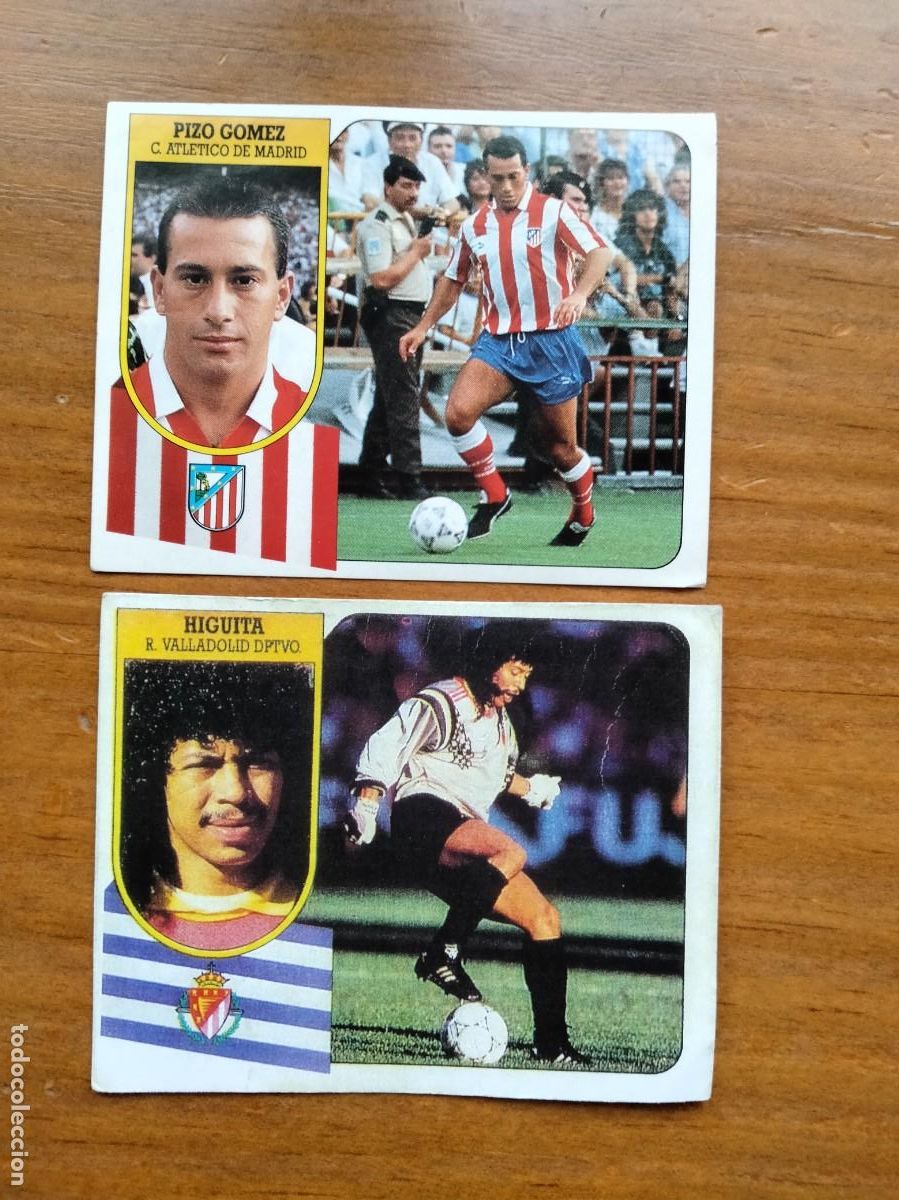 Cromos de F&uacute;tbol: Pizo Gomez At. Madrid cromo adhesivo + regalo copia Higuita coloca Valladolid &aacute;lbum liga Este 91 92