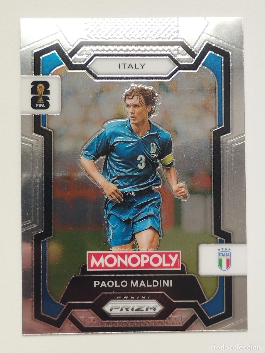 Cromos de F&uacute;tbol: CROMO CARD WORLD CUP 2026 26 PANINI MONOPOLY PRIZM 37 PAOLO MALDINI ITALIA ERROR DE CORTE