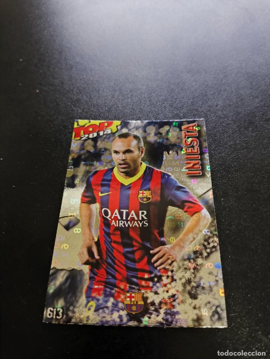 Cromos de F&uacute;tbol: 613 INIESTA BARCELONA BRILLO AZUL LETRAS TOP MUNDICROMO LIGA 2013 2014 13 14 NO PANINI ESTE