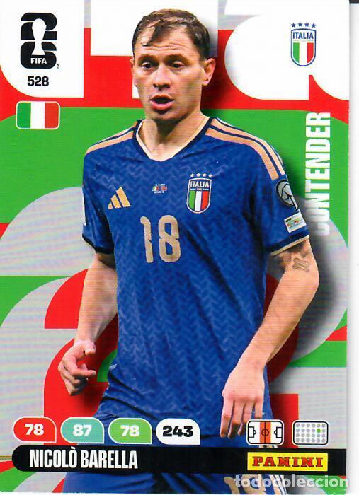 Football Stickers: PANINI ADRENALYN MUNDIAL WORLD CUP 2026 - CONTENDER N&ordm; 528 - NICOL&Ograve; BARELLA - ITALIA