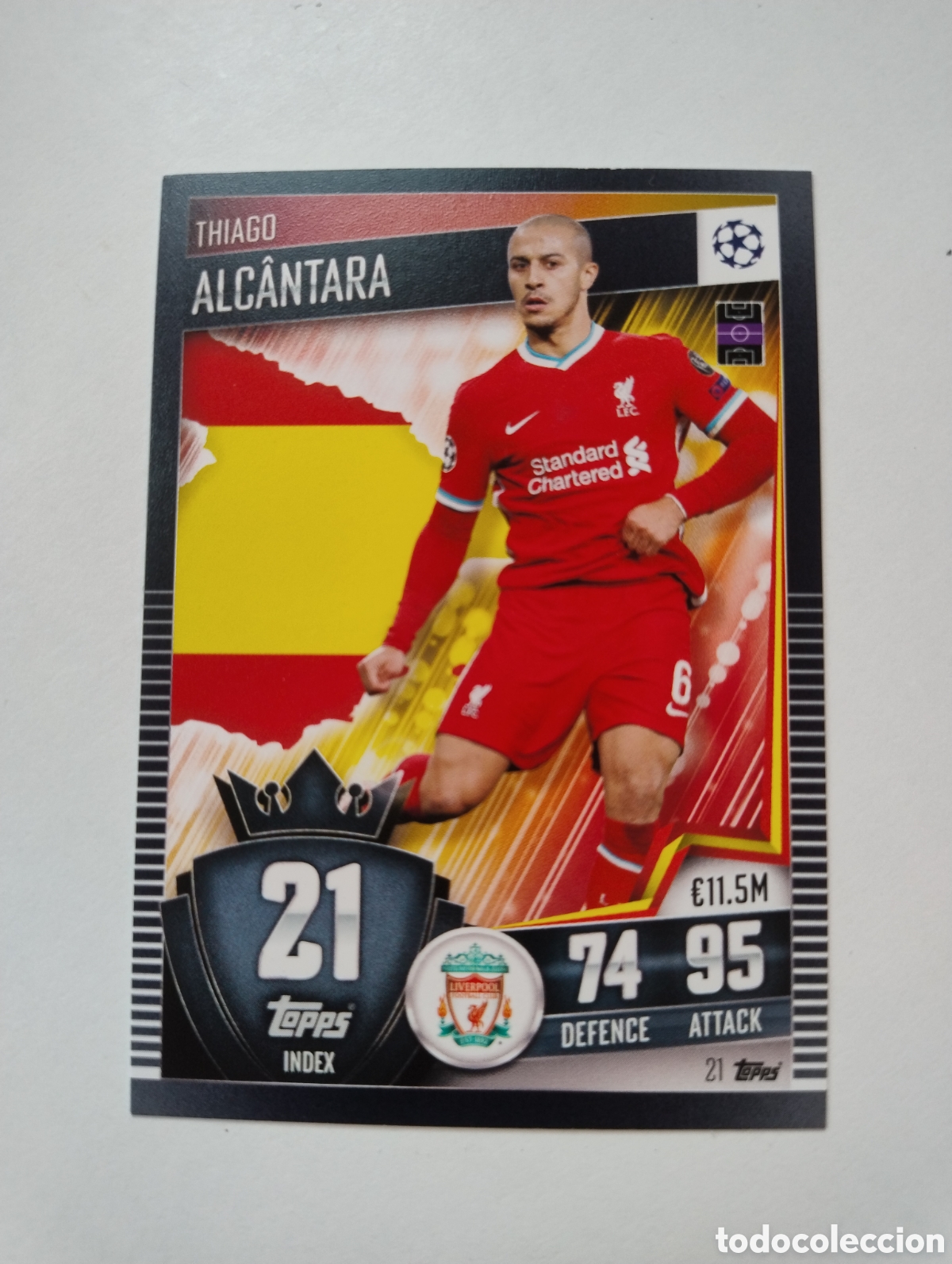 Cromos de Futebol: 21 - Thiago Alc&aacute;ntara - Liverpool - Topps Match Attax 101 2020 - 2021