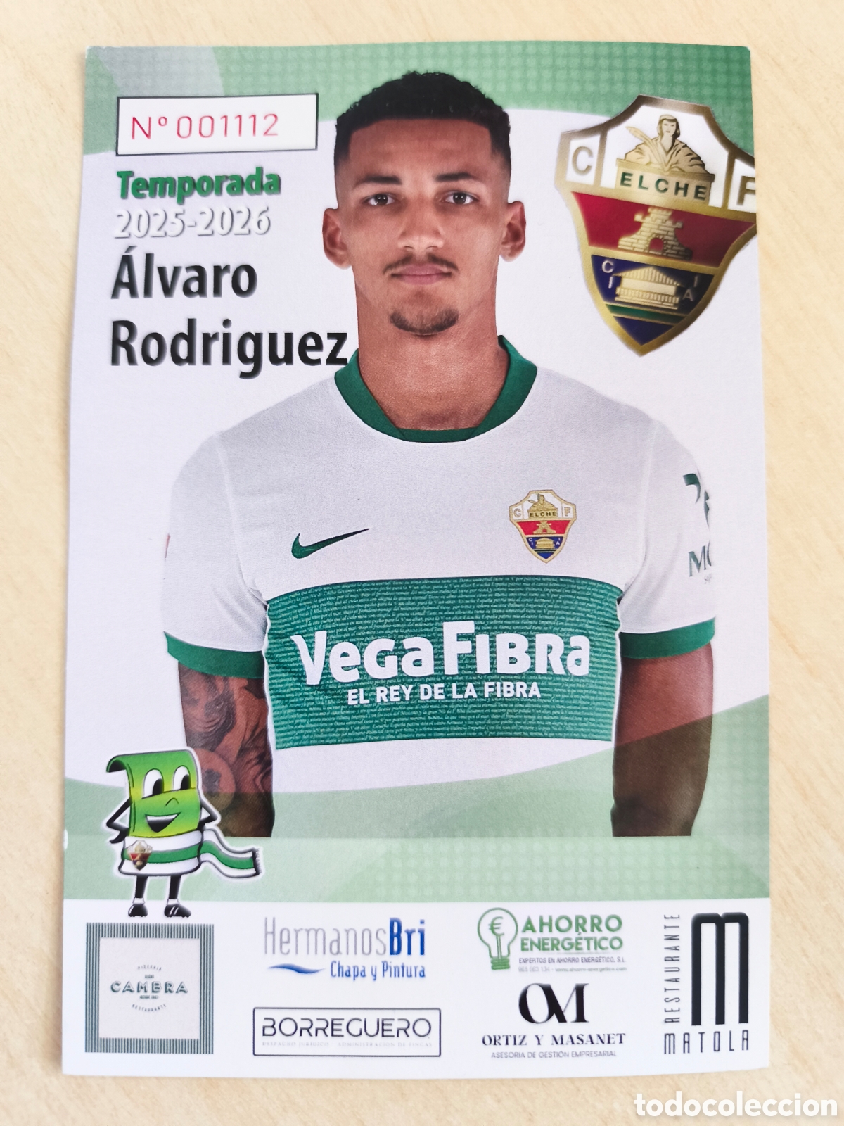 Cromos de F&uacute;tbol: &Aacute;lvaro Rodriguez - ELCHE C.F. Temporada 2025-26 Postal Publicitaria