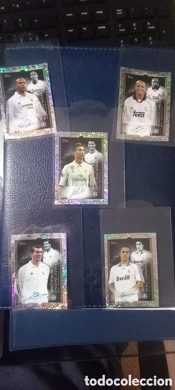 Cromos de F&uacute;tbol: Lote 5 cromos Firmados del Real Madrid TOPPS UCL 2023 2024