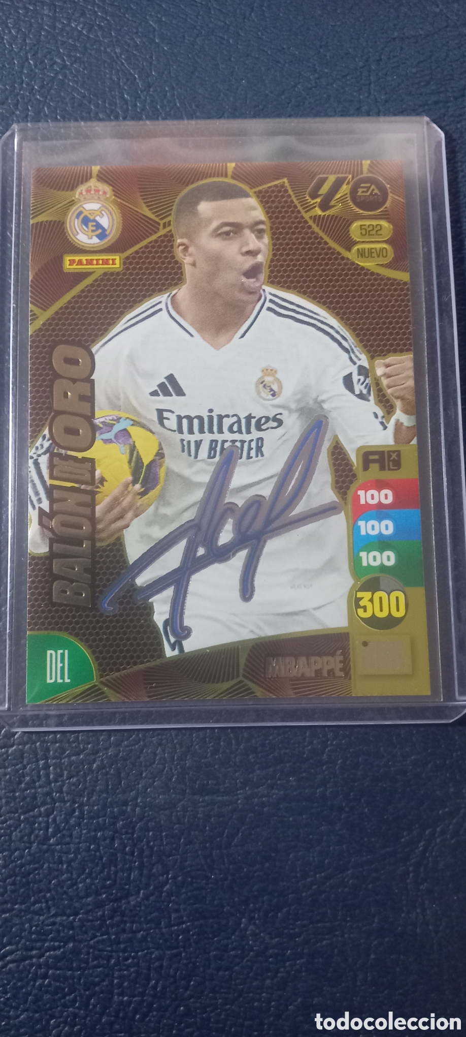 Cartes &agrave; collectionner de Football: Mbappe BALON DE ORO FIRMADO ADRENALYN PANINI