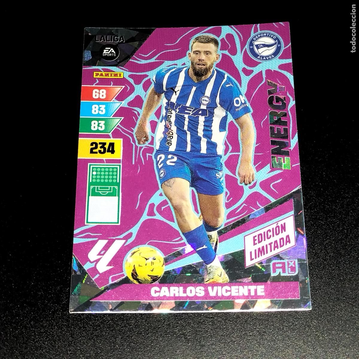 Fu&szlig;ball-Sticker: CARLOS VICENTE ENERGY EDICION LIMITADA ALAVES CROMO ADRENALYN XL LALIGA CARD 2023 2024 23 24 PANINI