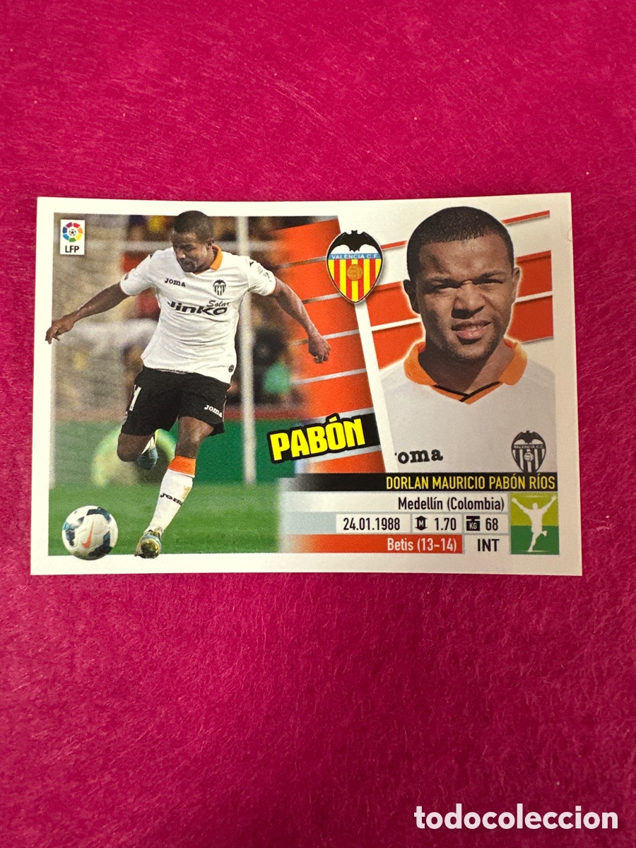 Cromos de F&uacute;tbol: PAB&Oacute;N (VALENCIA) N&ordm;55 &Uacute;TIMOS FICHAJES LIGA ESTE 2013-2014 13 14 NUNCA PEGADO SIN PEGAR