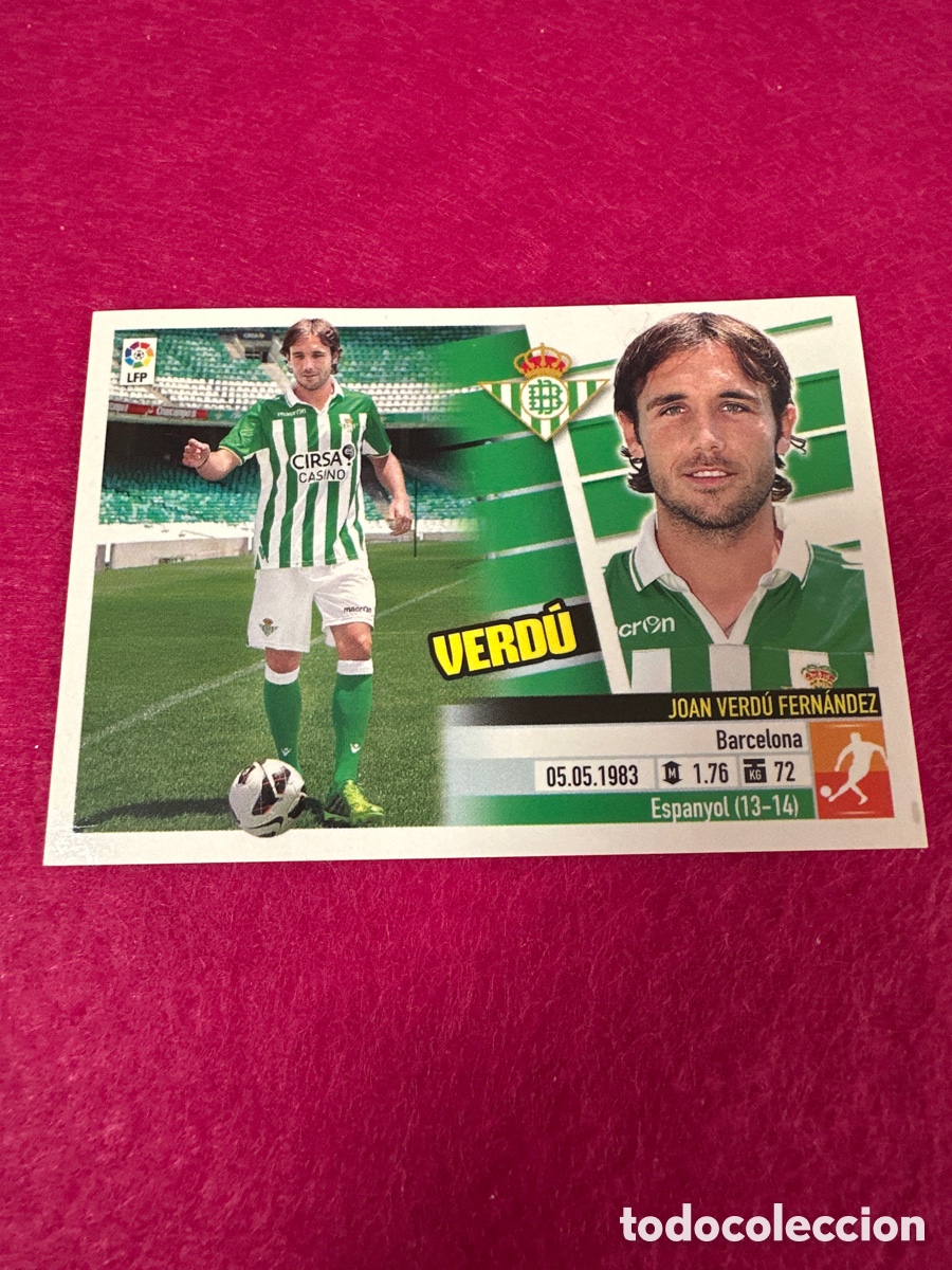 Cromos de F&uacute;tbol: VERD&Uacute; (R.BETIS) N&ordm;4 &Uacute;TIMOS FICHAJES LIGA ESTE 2013-2014 13 14 NUNCA PEGADO SIN PEGAR