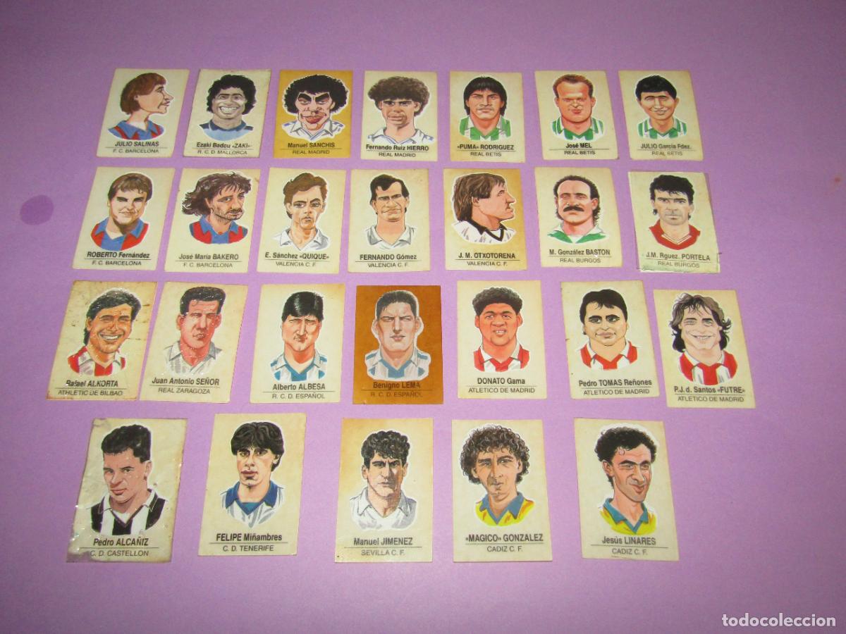 Cromos de F&uacute;tbol: Antiguo Lote de 26 Cromos Diferentes de CARICATURAS DE FUTBOLISTAS FAMOSOS de BOLLYCAO