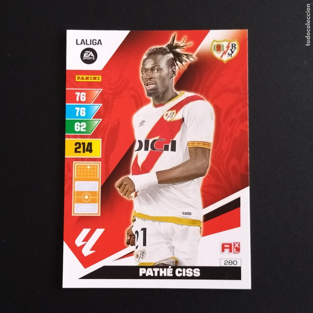 Cromos de F&uacute;tbol: 280 PATHE CISS RAYO VALLECANO CROMOS ADRENALYN XL LALIGA CARD 2023 2024 23 214 PANINI