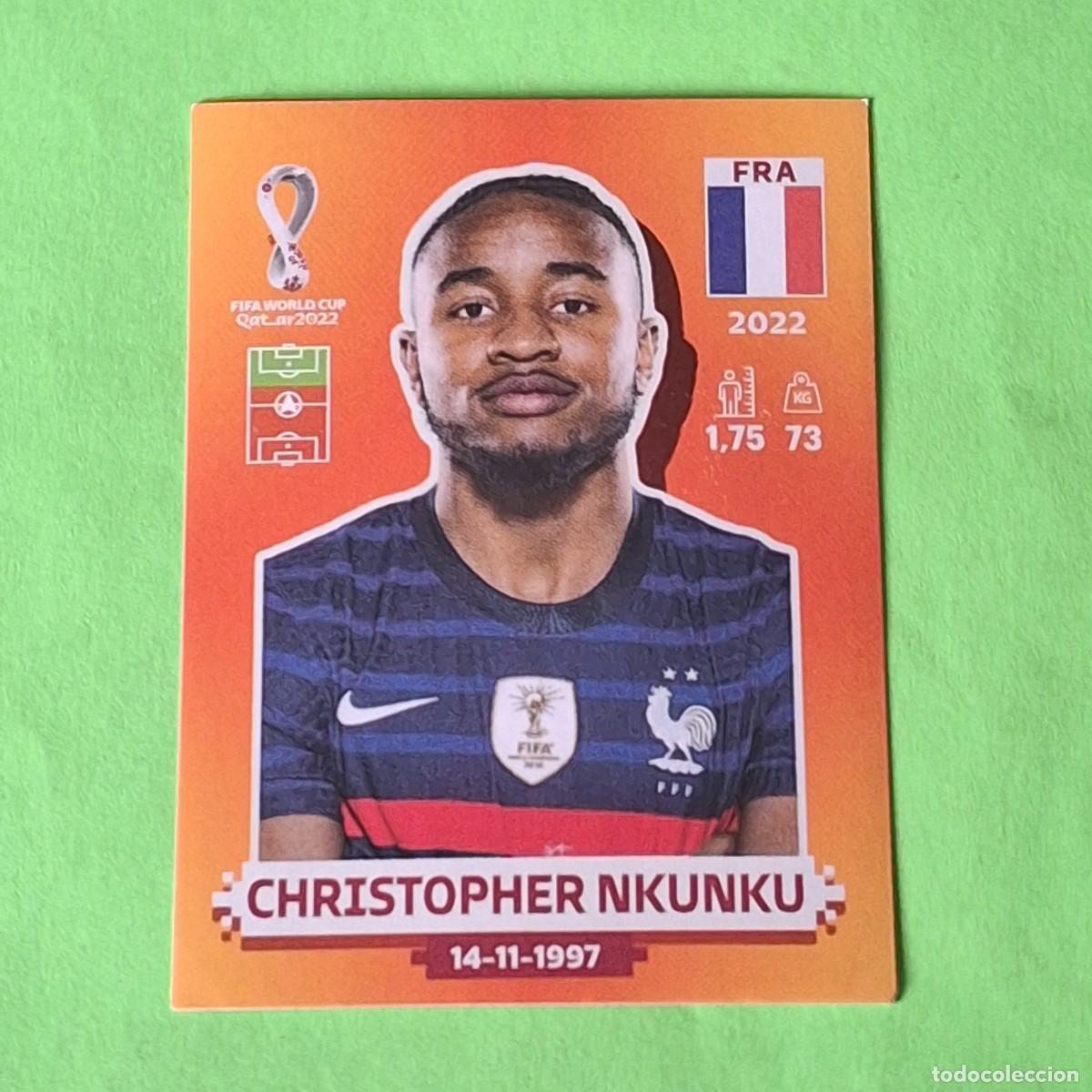 Football Stickers: WORLD CUP MUNDIAL QATAR 2022 - VERSION NARANJA SUDAMERICA - FRA 19 FRANCIA - CHRISTOPHER NKUNKU