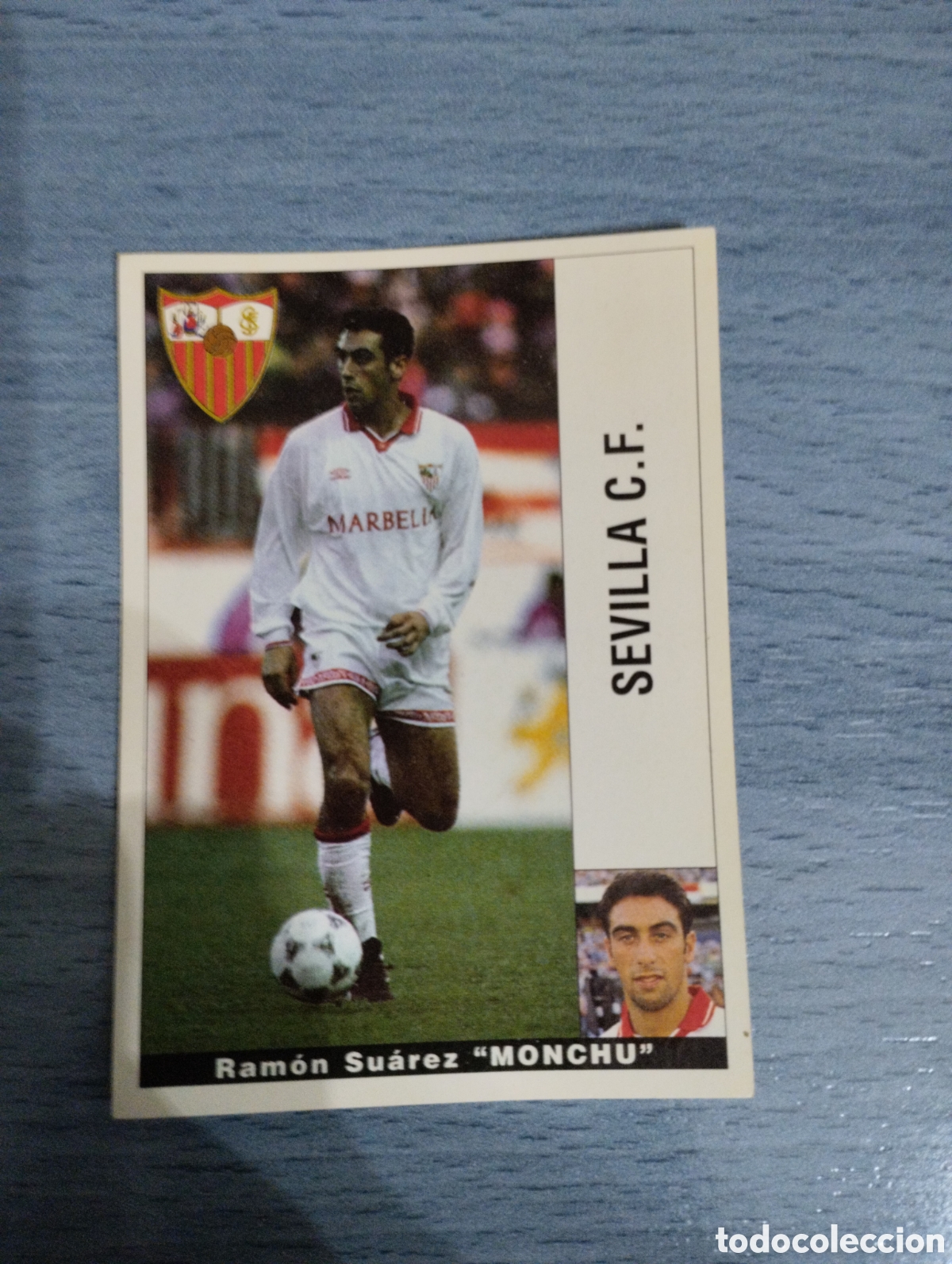 Cromos de F&uacute;tbol: Cromo Panini liga 95 96 Monchu Sevilla sin pegar