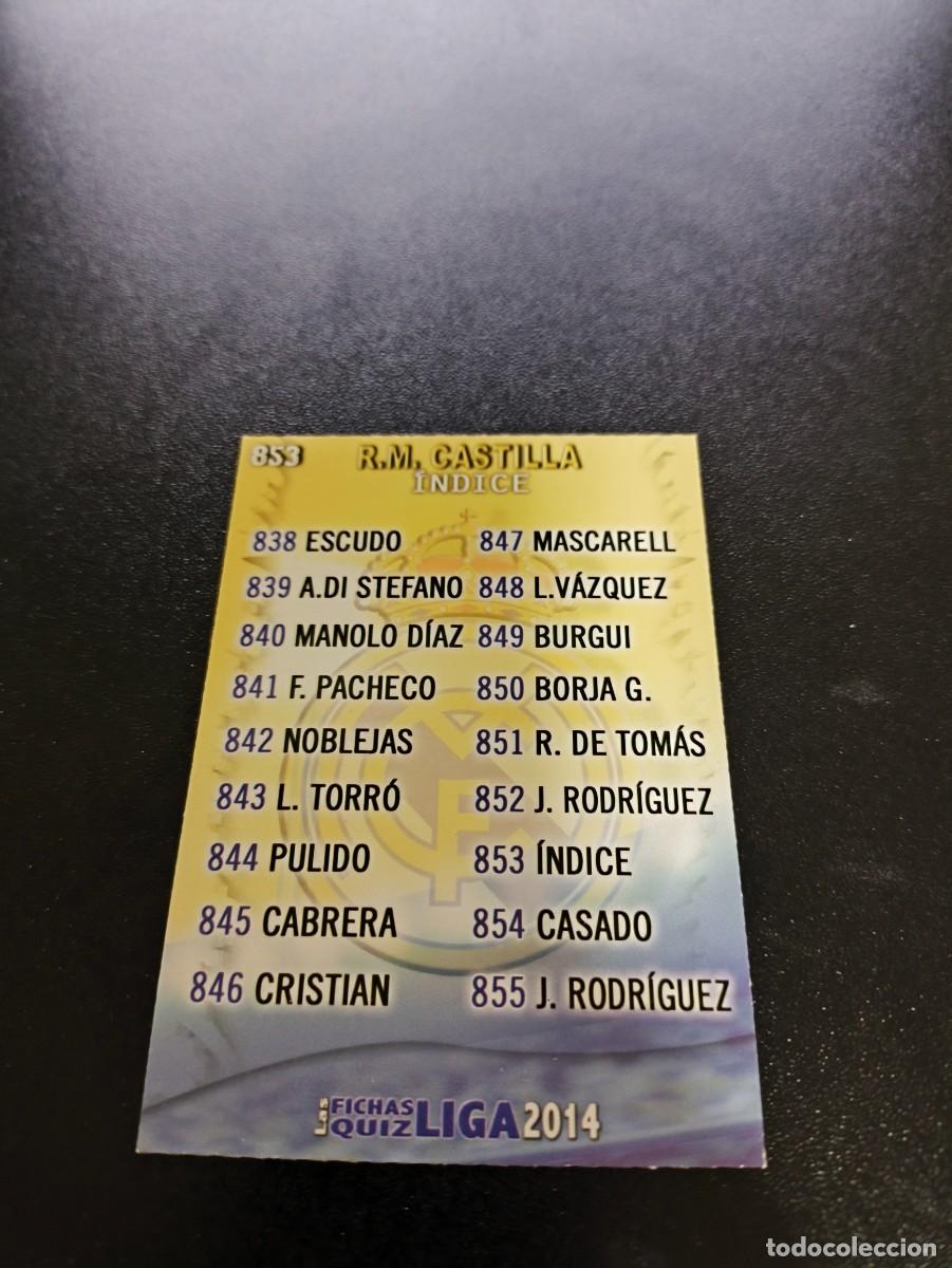 Cromos de F&uacute;tbol: 853 INDICE REAL MADRID CASTILLA MUNDICROMO LIGA 2013 2014 13 14 PLATINUM NO PANINI ESTE