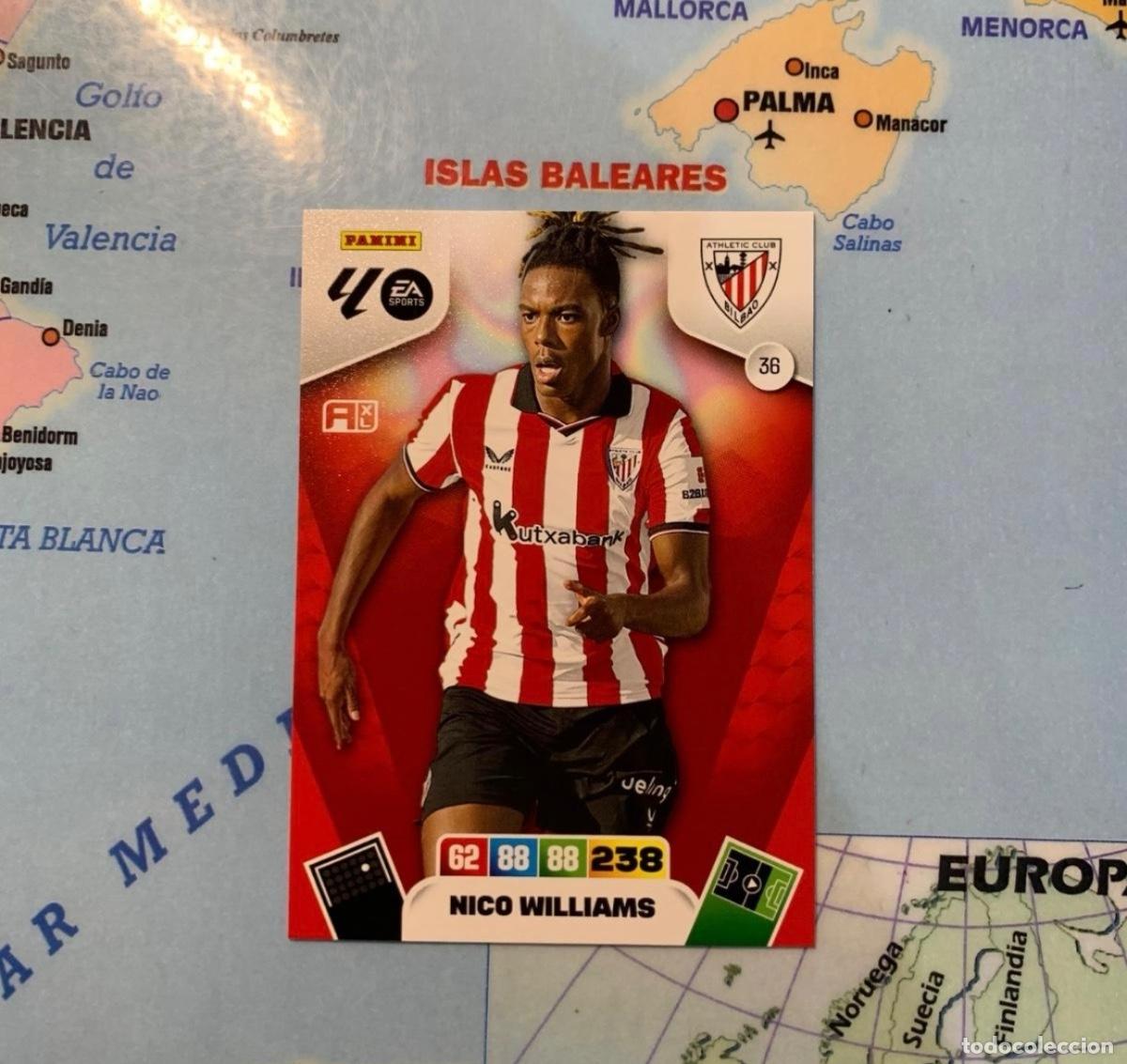 Cromos de F&uacute;tbol: Nico Williams n&uacute;mero 36 del Athletic de Bilbao cromo adrenalyn XL 25-26 2025-2026