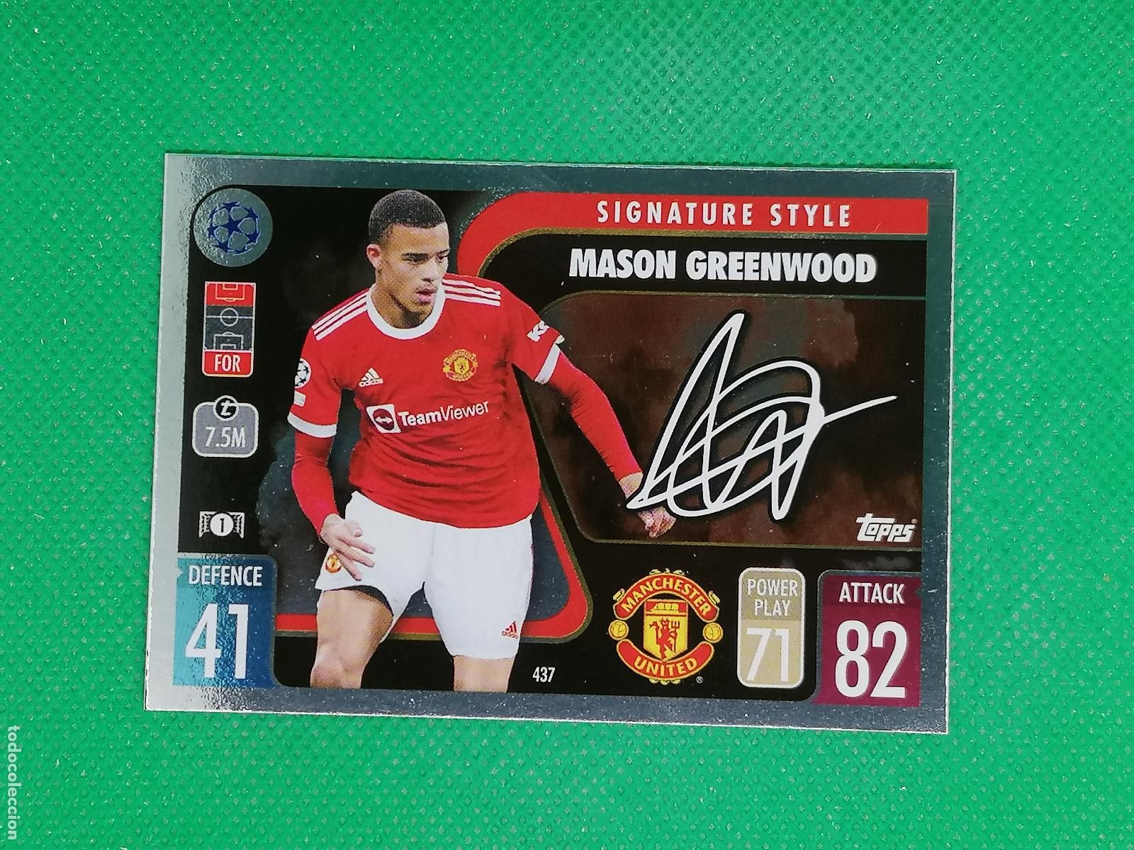 Cromos de F&uacute;tbol: 437 MASON GREENWOOD MANCHESTER UNITED SIGNATURE STYLE ⚽TOPPS MATCH ATTAX CHAMPIONS 2021 2022 21 22 ⚽