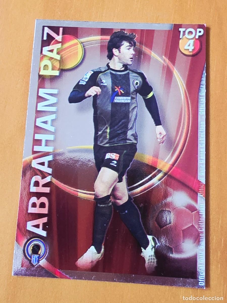 Cromos de F&uacute;tbol: 566 Abraham Paz, H&eacute;rcules CF, TOP 4 rojo, Mundicromo Sport Fichas Quiz de la Liga 2010 2011