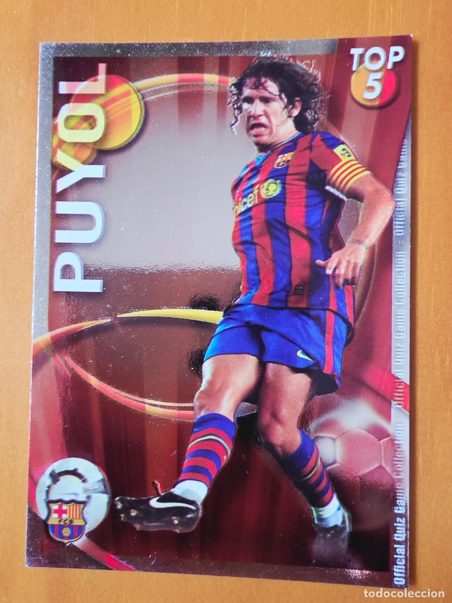 Cromos de F&uacute;tbol: 568 Carles Puyol, FC Barcelona, TOP 5 rojo, Mundicromo Sport Fichas Quiz de la Liga 2010 2011