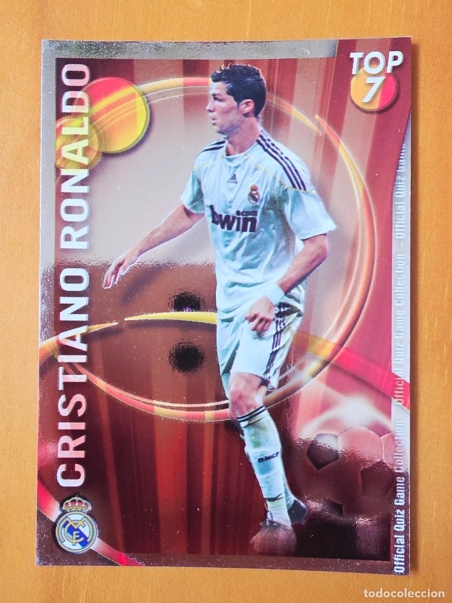 Cromos de F&uacute;tbol: 596 Cristiano Ronaldo, Real Madrid, TOP 7 rojo, Mundicromo Sport Fichas Quiz de la Liga 2010 2011