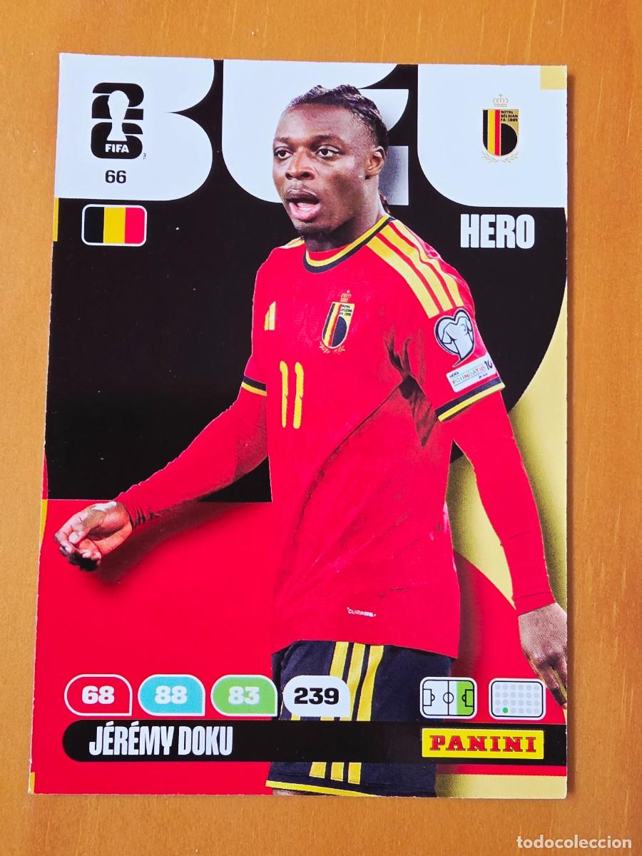 Cromos de F&uacute;tbol: 66 J&eacute;r&eacute;my Doku, Hero, B&eacute;lgica, Panini Adrenalyn XL Fifa World Cup 2026 Mundial 26
