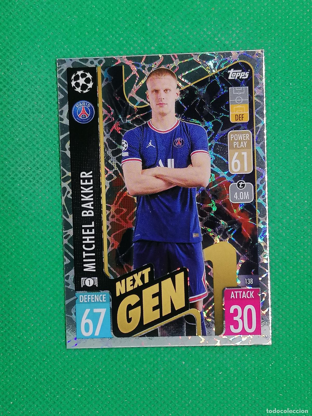 Cartes &agrave; collectionner de Football: 138 MITCHEL BAKKER PSG NEXT GEN ⚽TOPPS MATCH ATTAX CHAMPIONS 2021 2022 21 22 ⚽