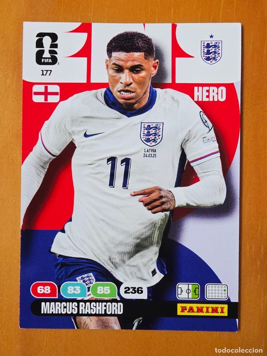 Cromos de F&uacute;tbol: 177 Marcus Rashford, Hero, Inglaterra, Panini Adrenalyn XL Fifa World Cup 2026 Mundial 26