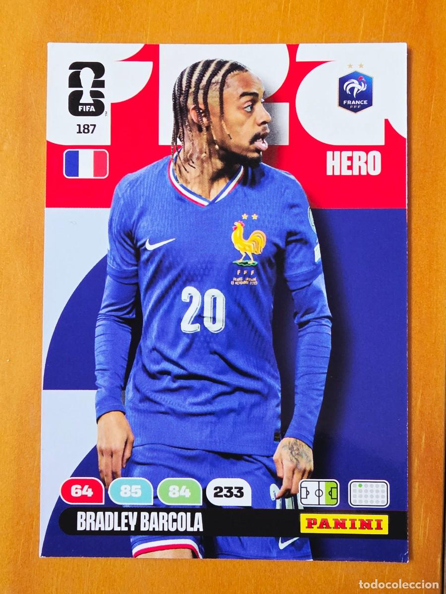 Cartes &agrave; collectionner de Football: 187 Bradley Barcola, Hero, Francia, Panini Adrenalyn XL Fifa World Cup 2026 Mundial 26