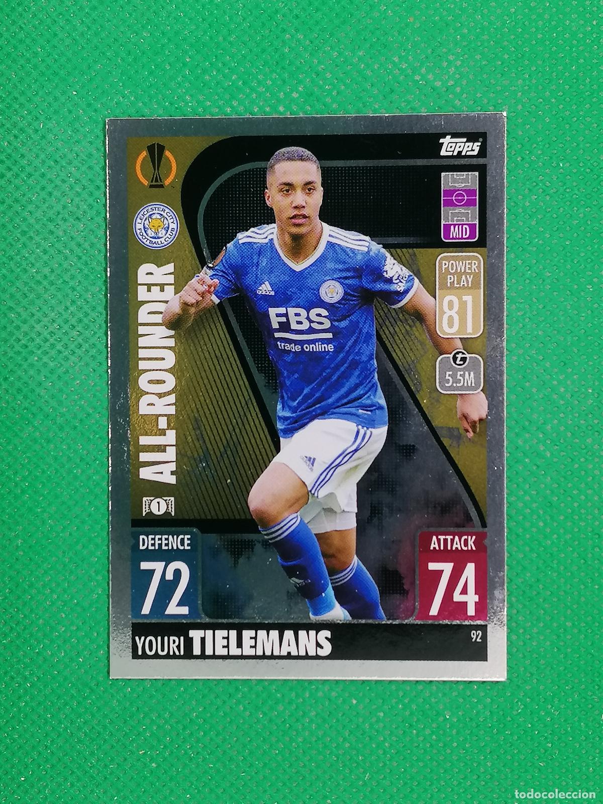 Cartes &agrave; collectionner de Football: 92 YOURI TIELEMANS LEICESTER ALL ROUNDER ⚽TOPPS MATCH ATTAX CHAMPIONS 2021 2022 21 22 ⚽