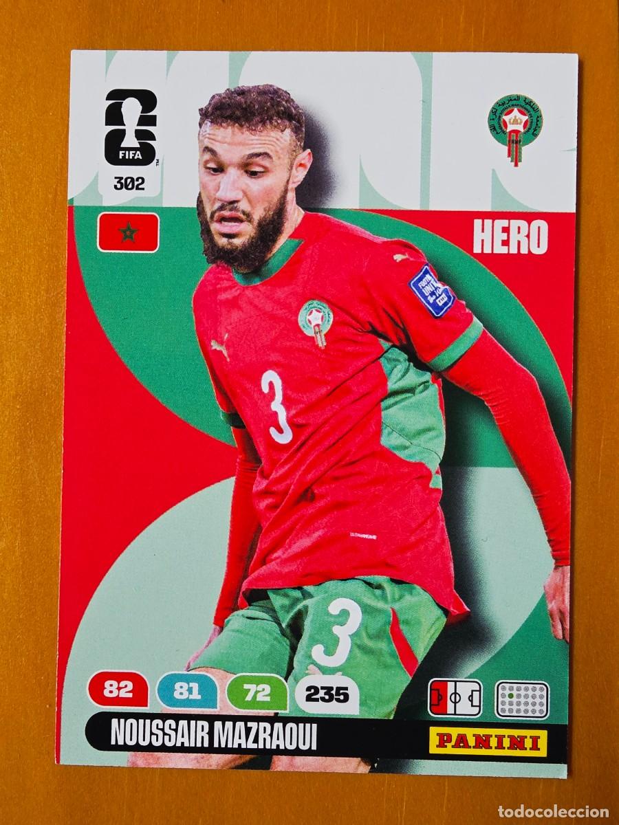 Cromos de F&uacute;tbol: 302 Noussair Mazraoui, Hero, Marruecos, Panini Adrenalyn XL Fifa World Cup 2026 Mundial 26